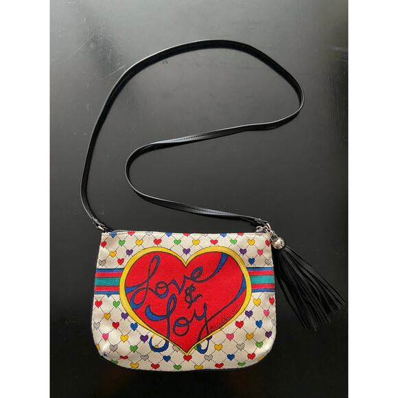 BRIGHTON 'Love & Joy' Canvas Crossbody Bag w/Leather Trim - Picture 6 of 9